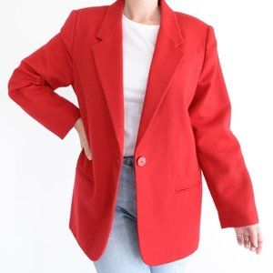 Vintage Sage Harbor Red 100%  Wool Button Down Blazer 16P